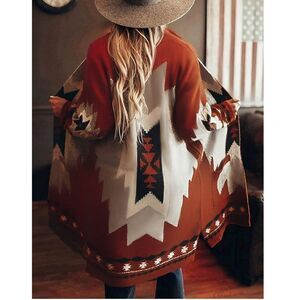 Boho Western Aztec Open Front Lightweight Coat Cardigan